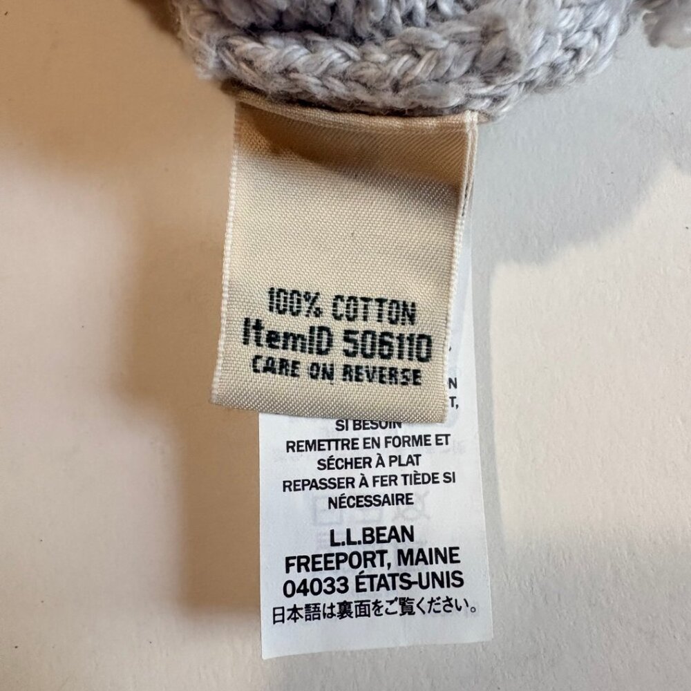 L.L. Bean Fair Isle Sweater Womens M Petite Gray Cotton Nordic Crewneck - Picture 7 of 9
